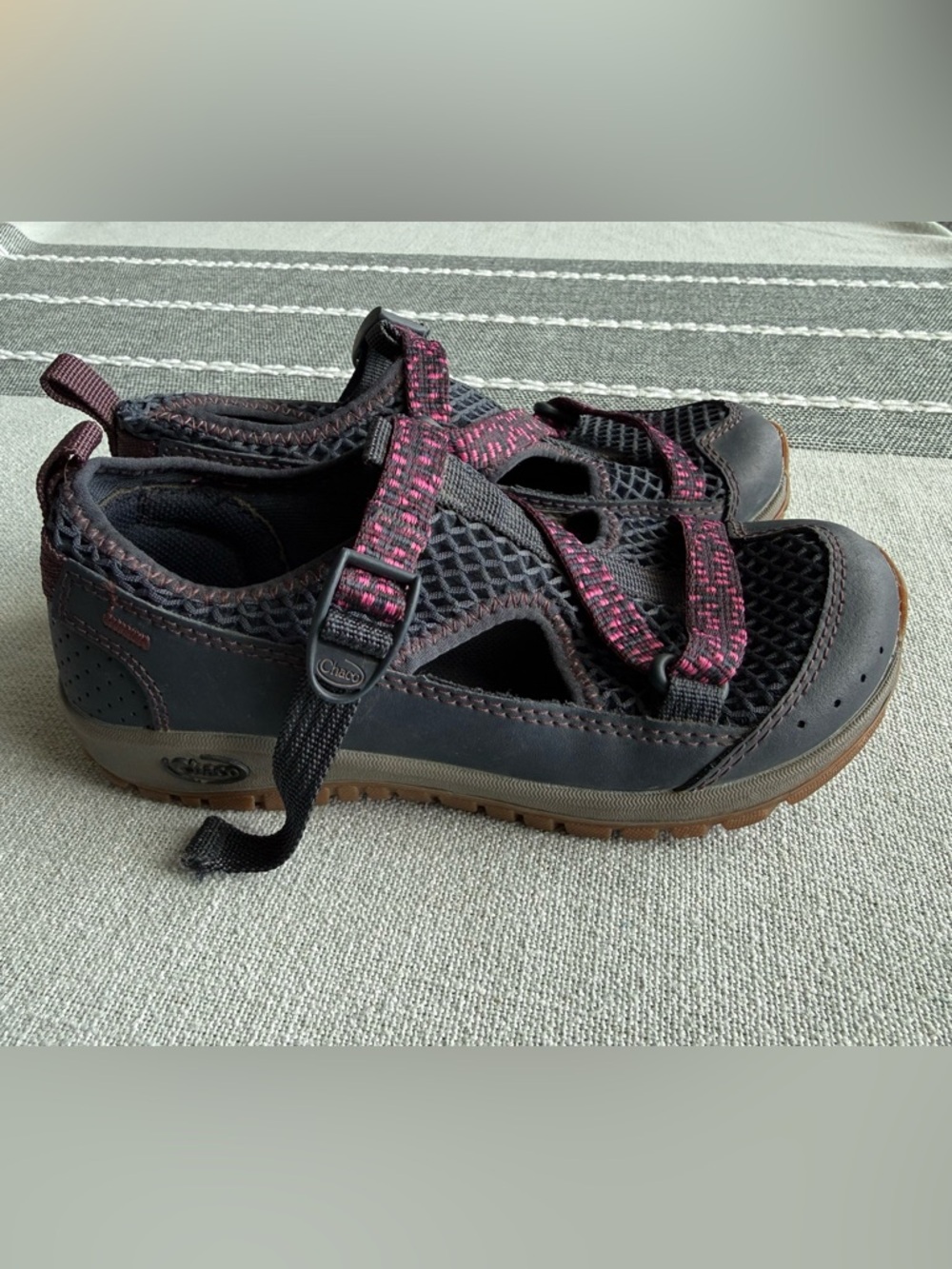 Chaco Black Sandal with Pink Strap Accents